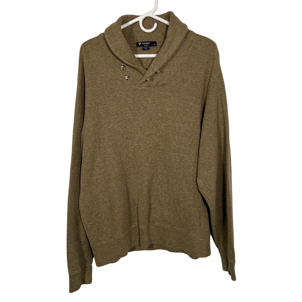 Cremieux Cotton Mens XL Shawl Collar Sweater Brown Cotton Elbow Patches